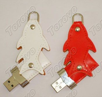 旋轉金魚皮套U盤/白棕紅色