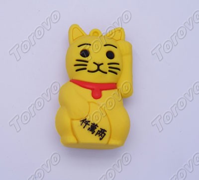 關(guān)于招財(cái)貓的來歷有很多種說法,不同的說法成就了當(dāng)今日 卡通招財(cái)貓u盤舉手財(cái)就來