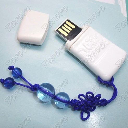 溫潤材質鏤刻花紋古文化-青花瓷U盤